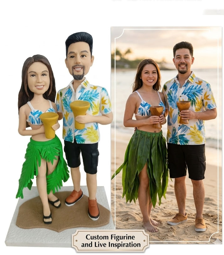 Custom Vacation Couple Bobblehead from Photo – Personalized Romantic Gift