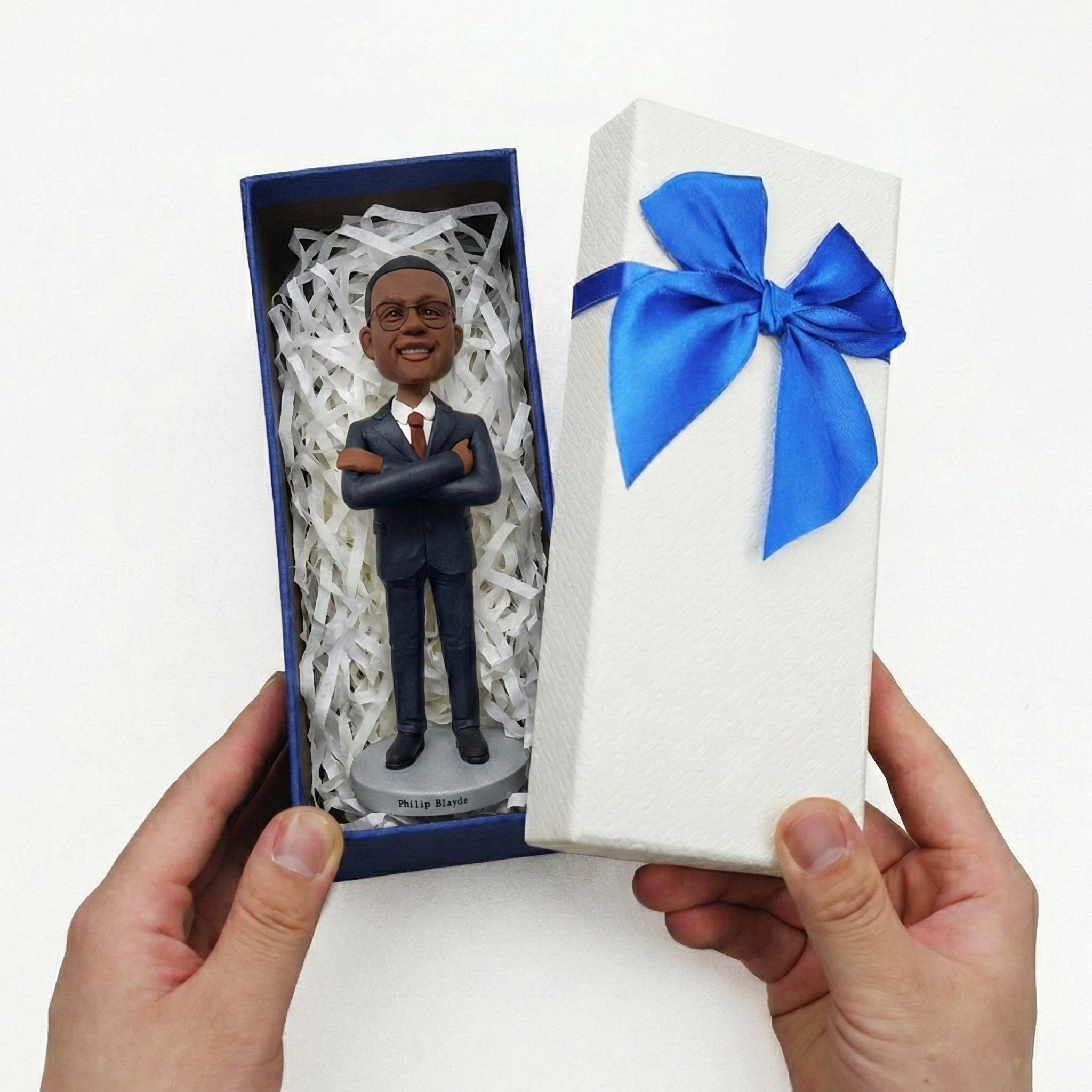 Custom Bobblehead with Red Cape & Engraved Text