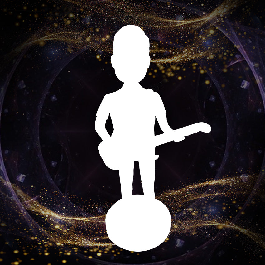 Fully Customizable 1-Person Custom Bobblehead Playing an Instrument with Engraved Text