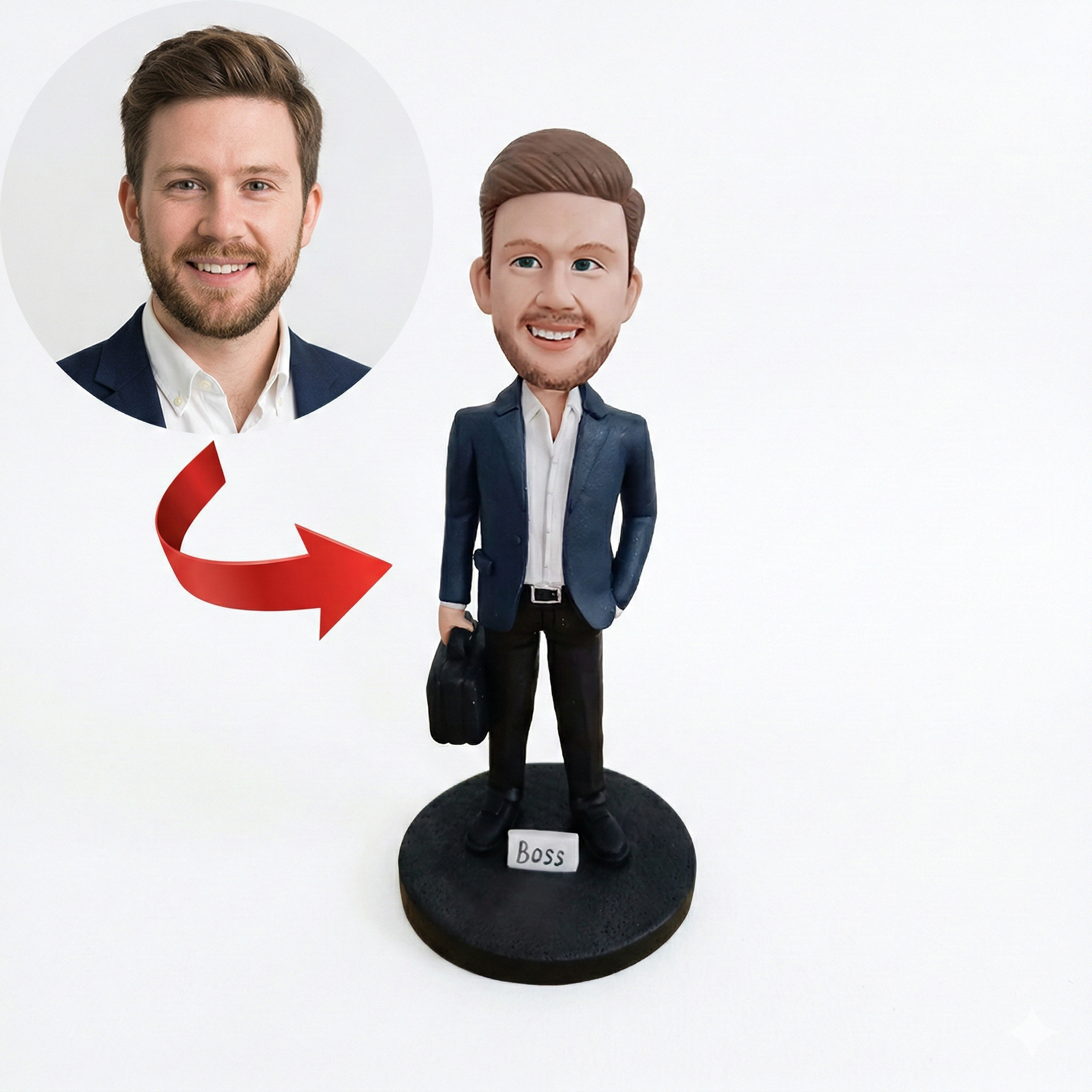 Custom Boss Bobblehead from Photo with Briefcase