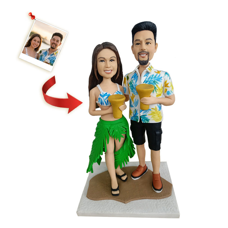 Custom Vacation Couple Bobblehead from Photo – Personalized Romantic Gift