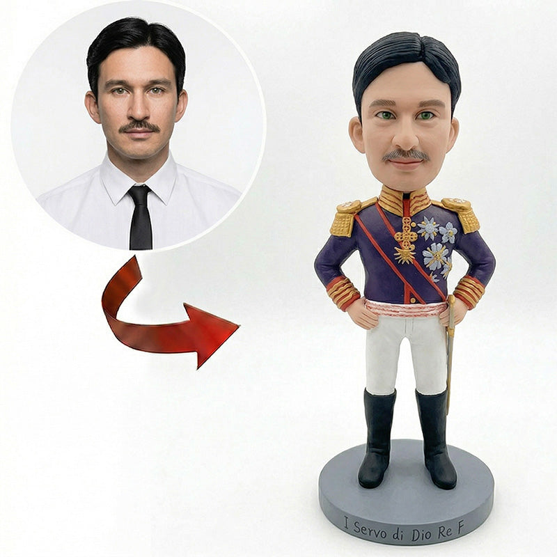 Custom Royal Officer Bobblehead from Photo – Personalized Handmade Prestige Gift