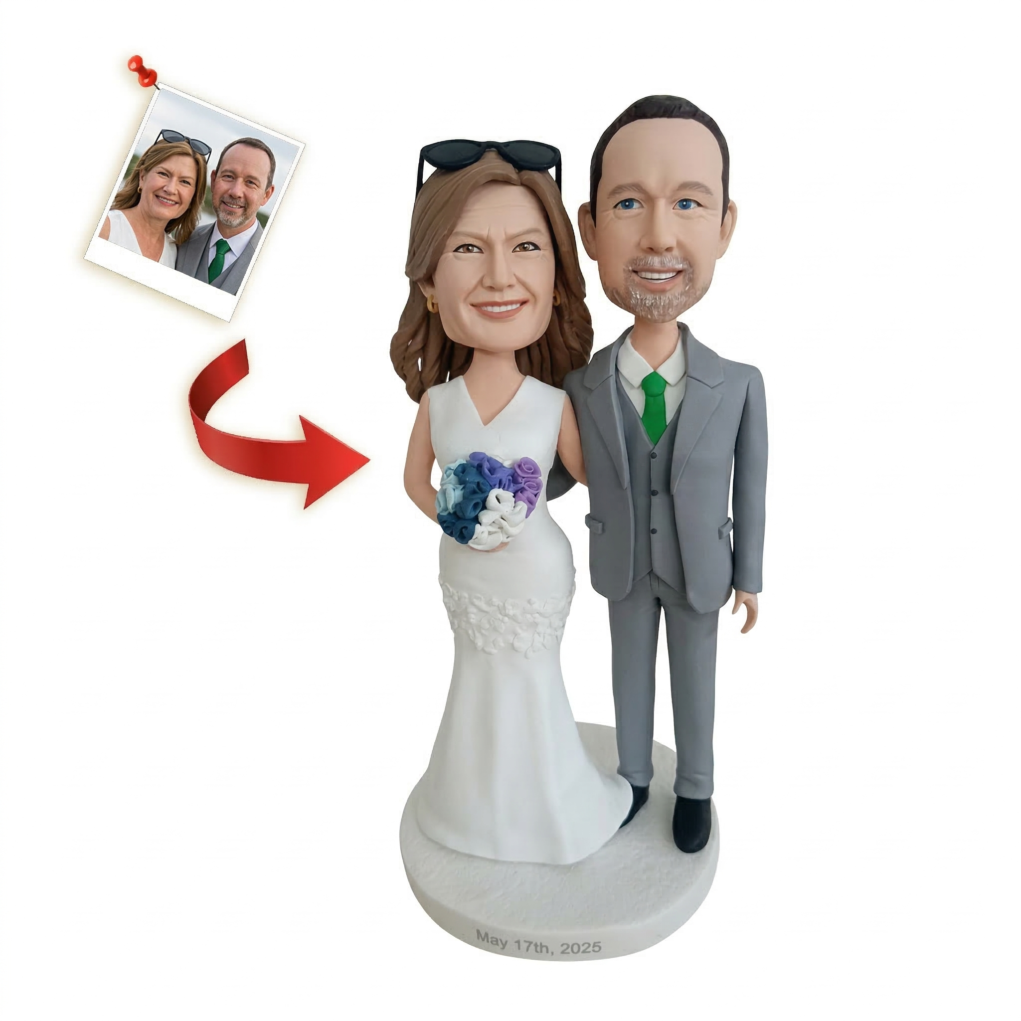 Wedding Couples Custom Bobblehead with Flowers