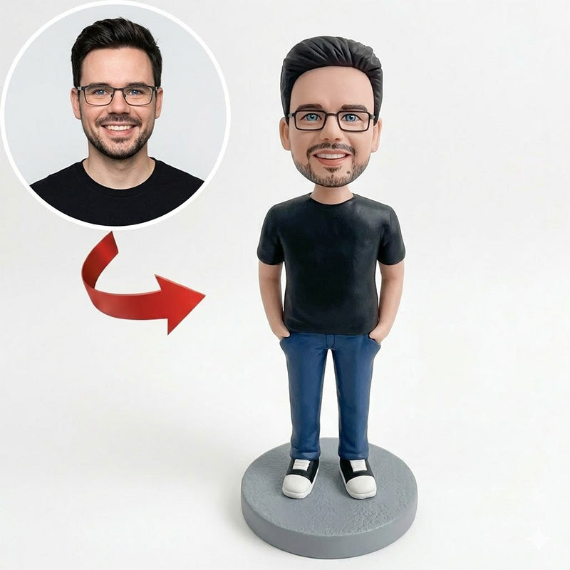 Custom Male Bobblehead from Photo – Personalized Gift for Him