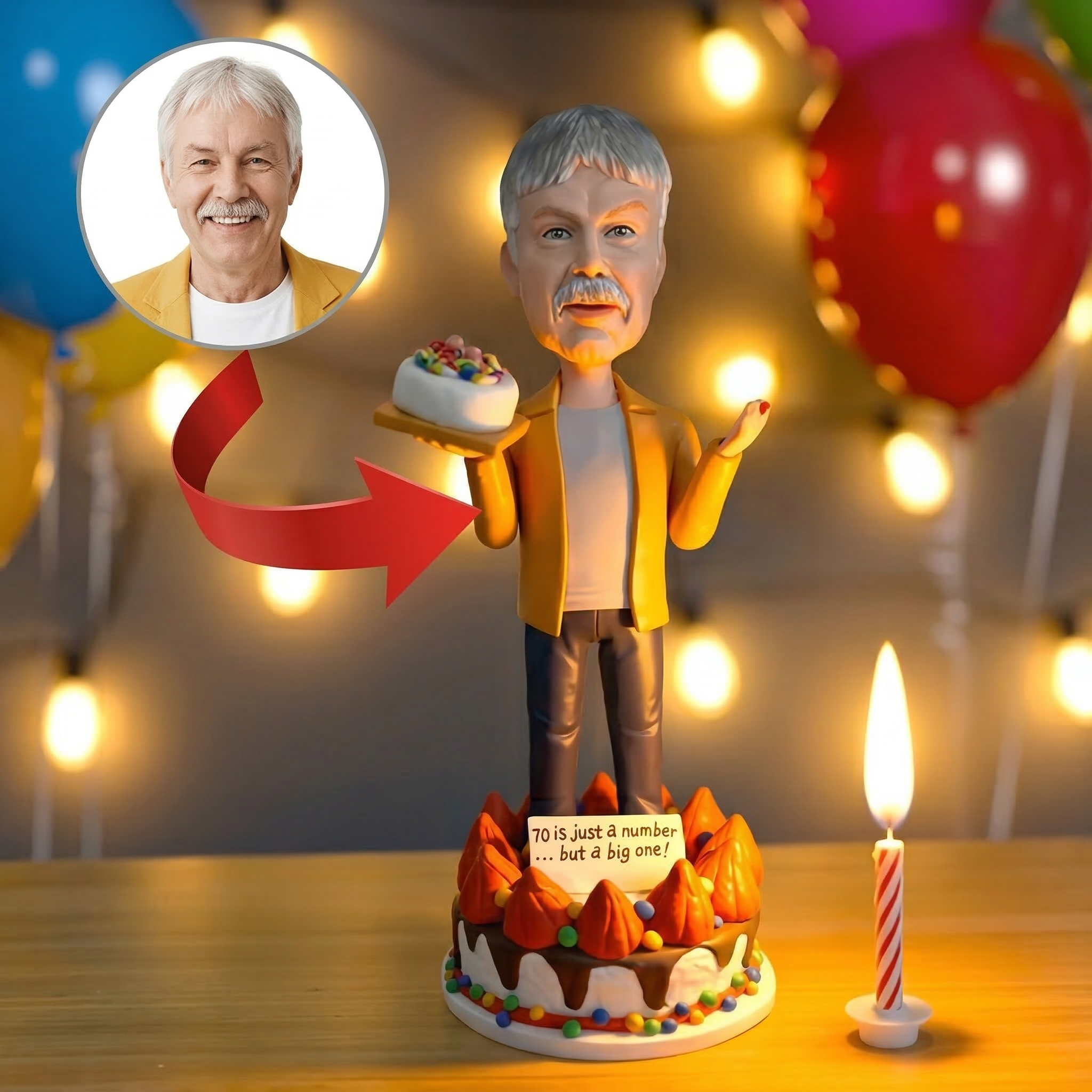Funny Personalized Gift for Dad – Custom Bobblehead Cake Topper from Photo