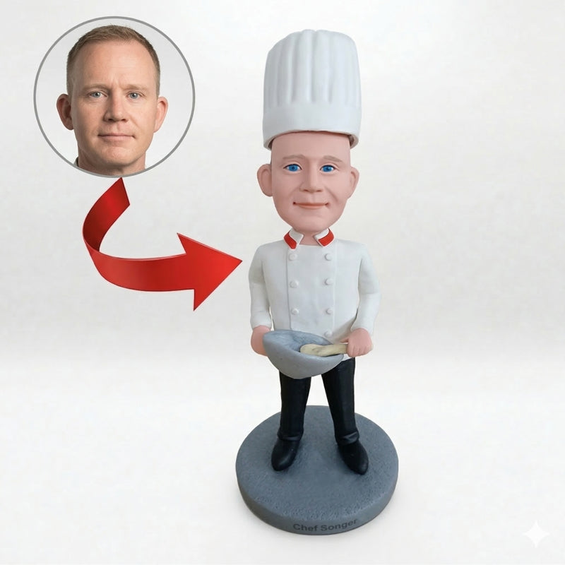 Custom Chef Bobblehead from Photo - Personalized Christmas Chef Gift | Handmade - ForeverBobble