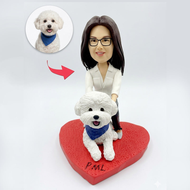 Custom Person and Pet Bobblehead from Photo – Personalized Gift with Dog or Cat | Handmade - ForeverBobble