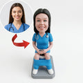 Custom Nurse Bobblehead from Photo – Personalized Funny Female Nurse Sitting on Toilet with Phone | Handmade Hilarious Medical Gift - ForeverBobble