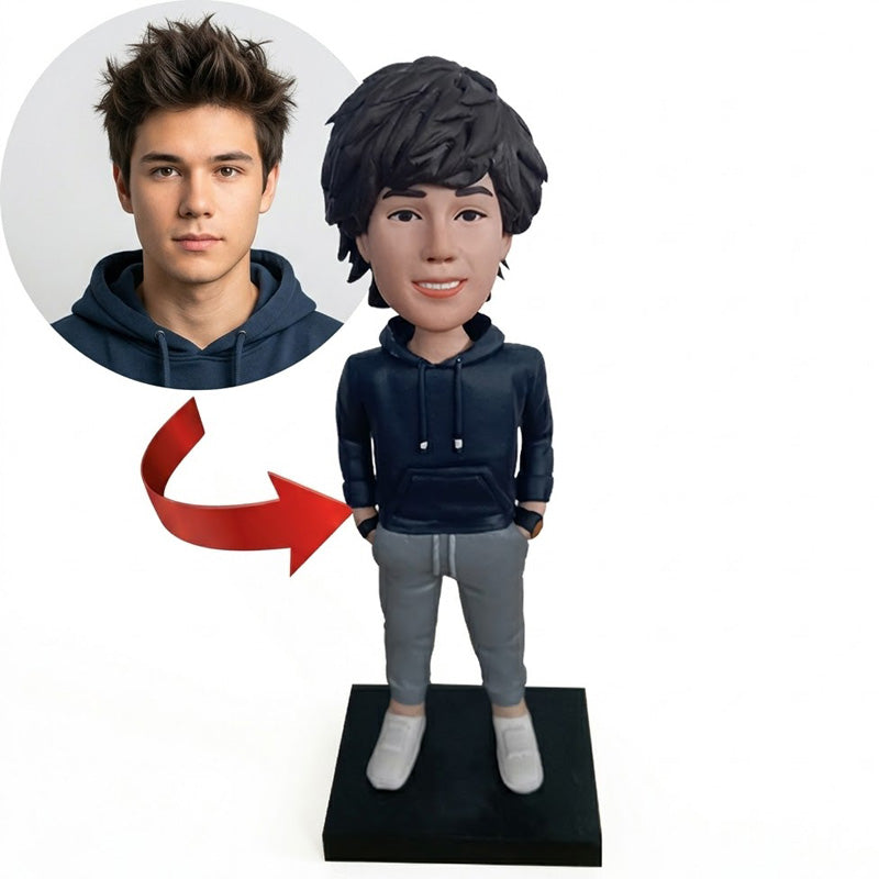 Custom Casual Boy Bobblehead from Photo - Personalized Boyfriend Gift | Handmade Full Body - ForeverBobble