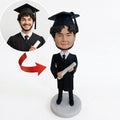 Custom Graduation Bobblehead from Photo – Personalized Male Graduate in Cap & Gown Holding Diploma | Handmade Graduation Gift - ForeverBobble