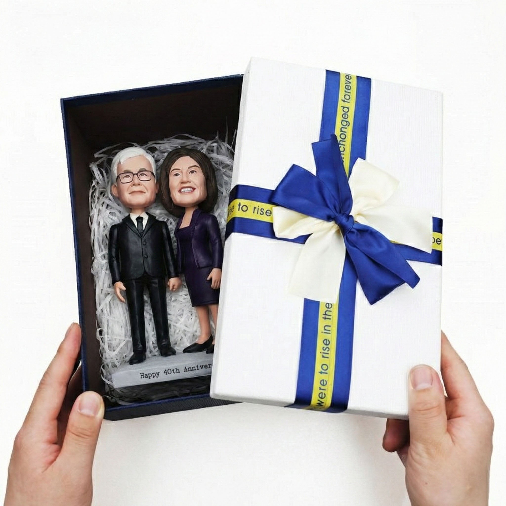 Custom Couple Bobblehead from Photo – Personalized LOVE Heart T-Shirt Matching Gift | Handmade Romantic Figurine for Valentine's Day - ForeverBobble