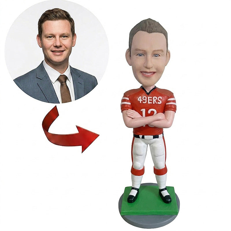 Custom Football Player Bobblehead from Photo – Personalized Sports Fan Gift for Him