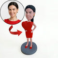 Custom Woman Bobblehead from Photo – Personalized Lady Holding Big Red Heart in Red Dress | Romantic Handmade Gift for Valentine's Day, Anniversary or Birthday - ForeverBobble