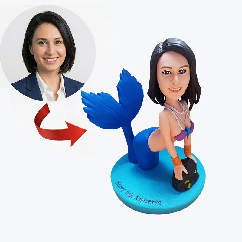 Custom Mermaid Bobblehead from Photo – Personalized Romantic Gift for Her
